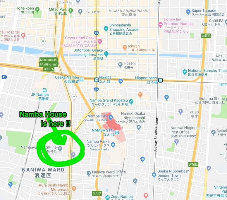 なんばシェアハウス_マップ